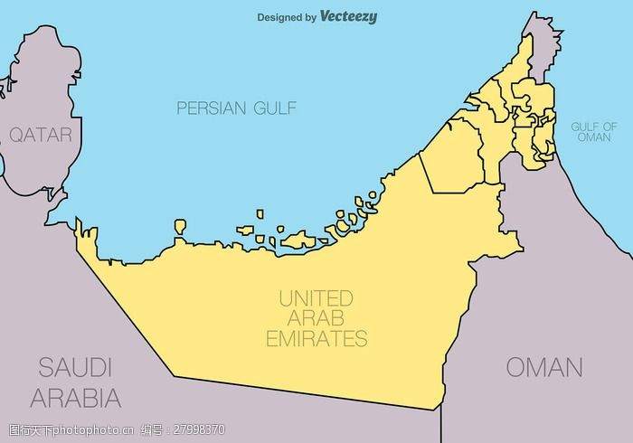 美国地图轮廓阿拉伯联合酋长国矢量地图