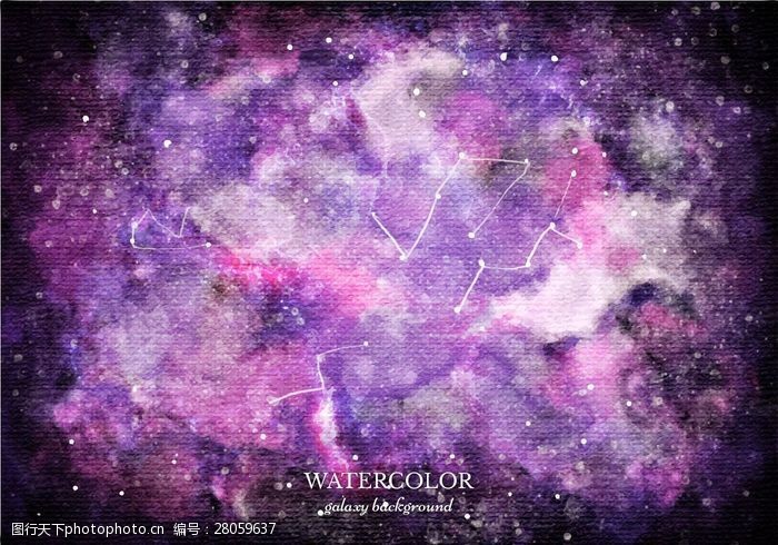 紫色天空免费矢量紫色水彩银河背景