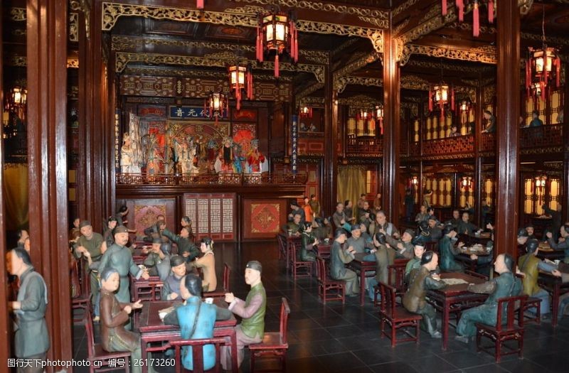 主题雕塑老上海酒楼图片