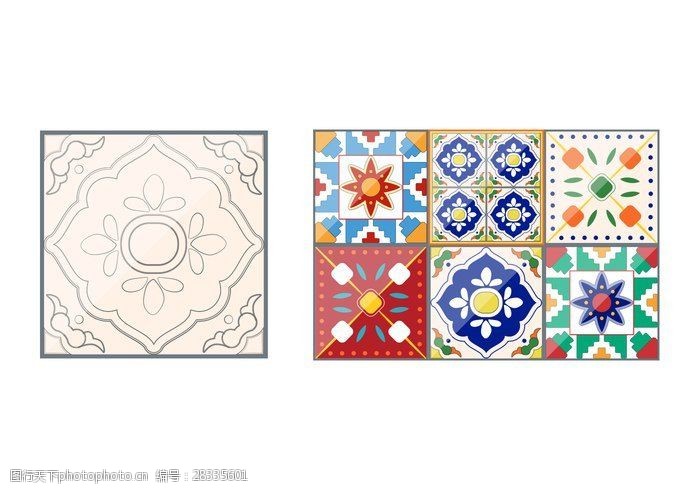 民族元素塔拉韦拉瓷砖的图案矢量