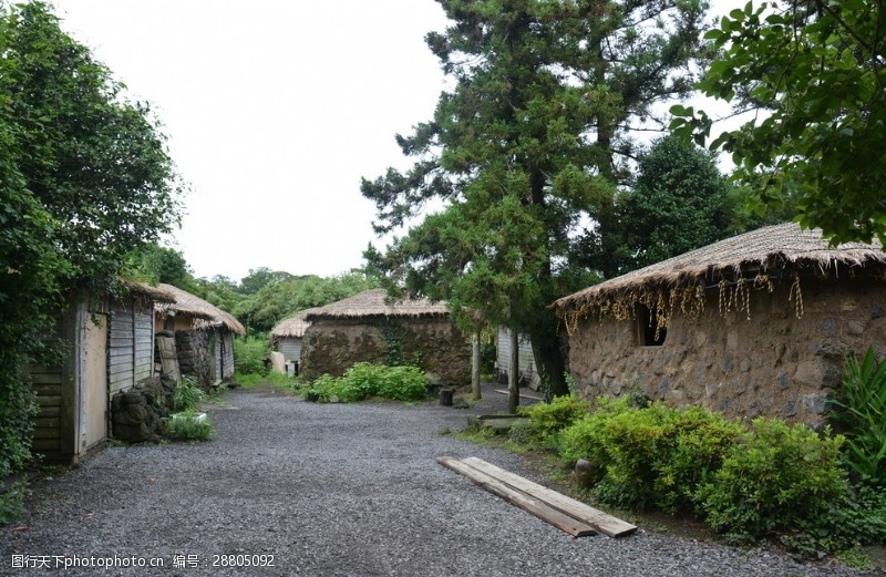 古代茅草屋韩国济州岛城邑民俗村