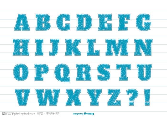 方格式书写纸蓝色标记样式字母集