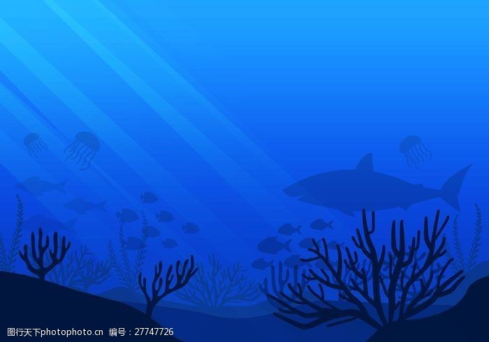 深蓝背景自由海底生命向量