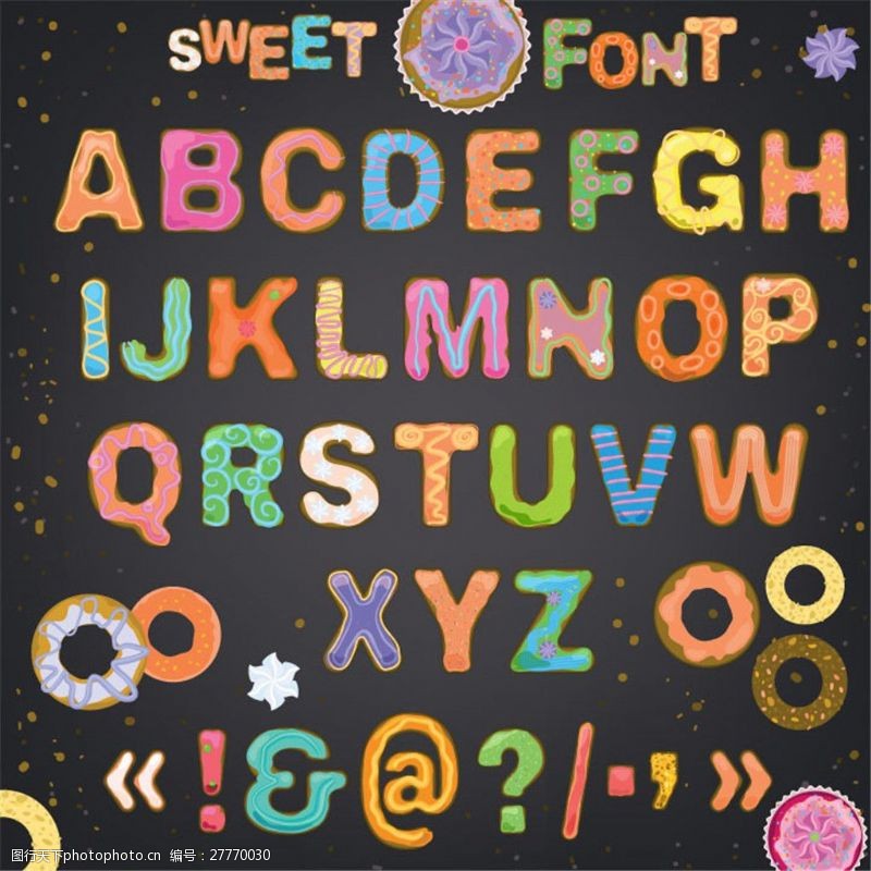 26个大写字母26个饼干大写字母设计矢量素材