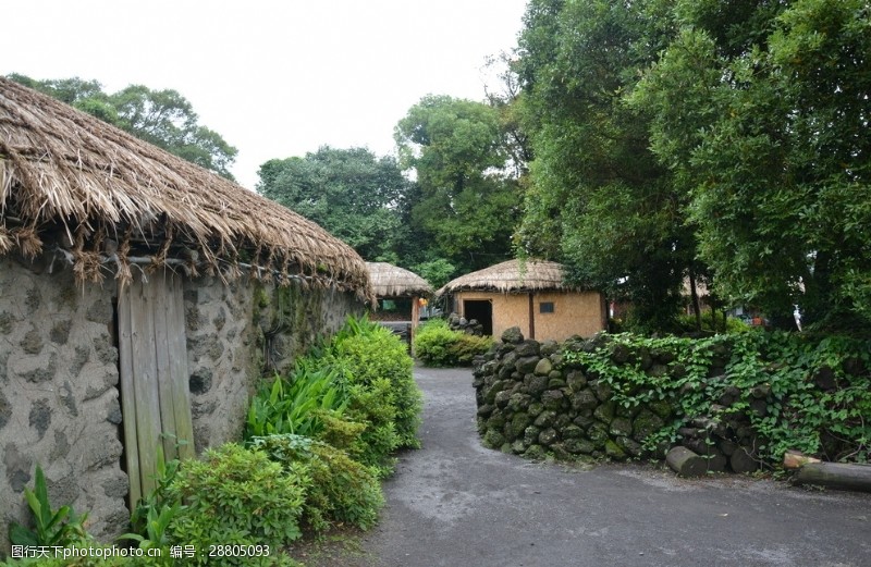 古代茅草屋韩国济州岛城邑民俗村