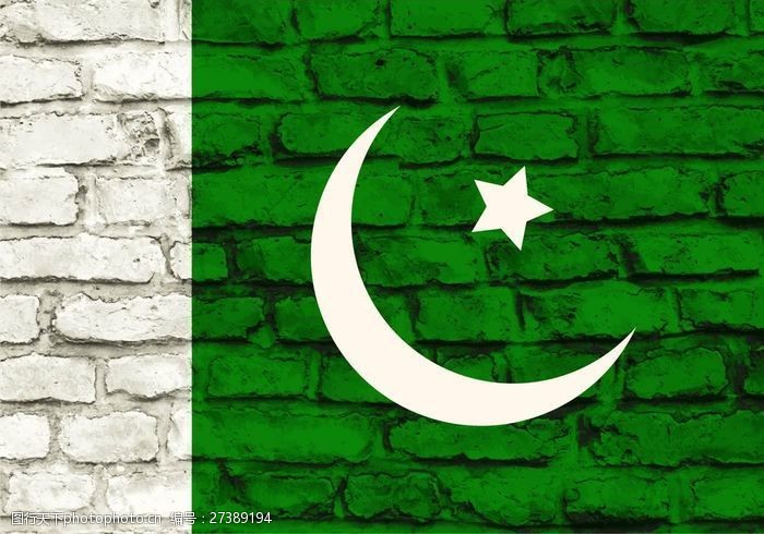 建筑材料免费矢量巴基斯坦国旗画在砖墙