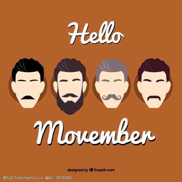 战斗布朗Movember背景四种胡子