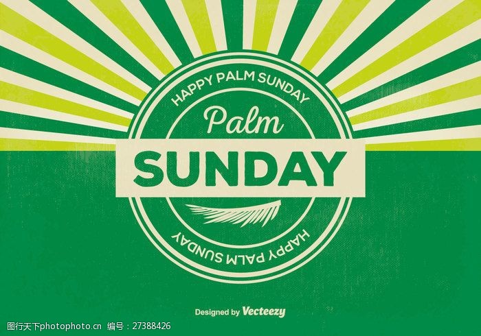 复活节海报复古棕榈星期日插图