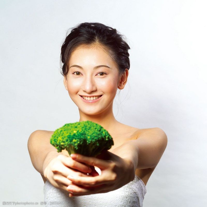 瘦身模特绿色蔬菜与美女图片图片