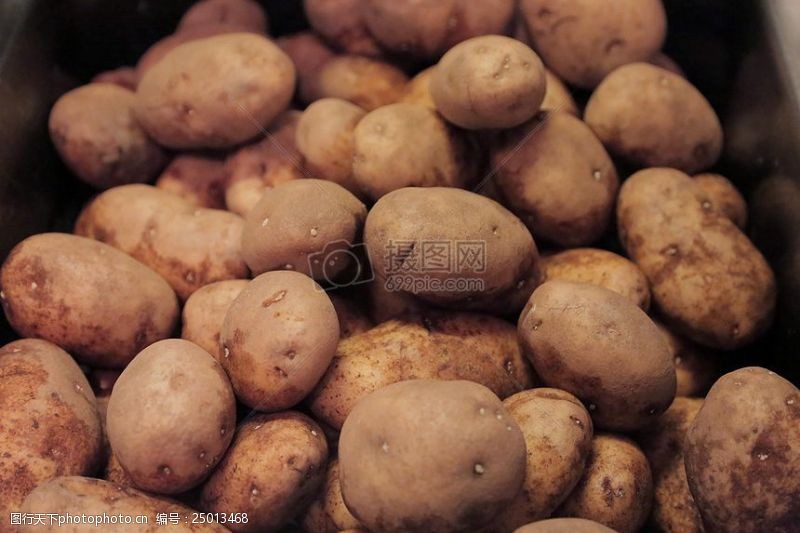 密集的球棕颜色的土豆
