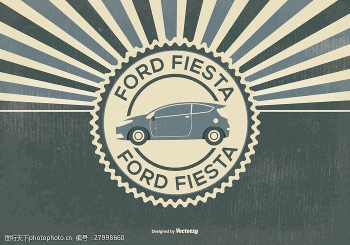 汽车嘉年华复古风格的福特嘉年华的插图