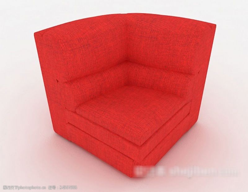 复古家具大红色单人沙发3d模型下载