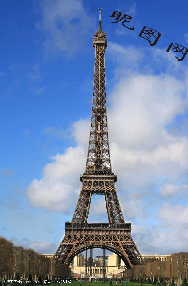 法国著名建筑手绘巴黎铁塔油画
