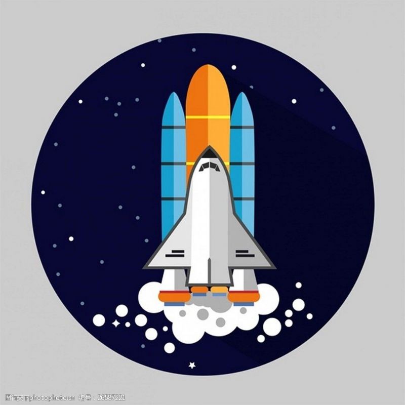 太空船太空火箭飞行概念与自由矢量插图