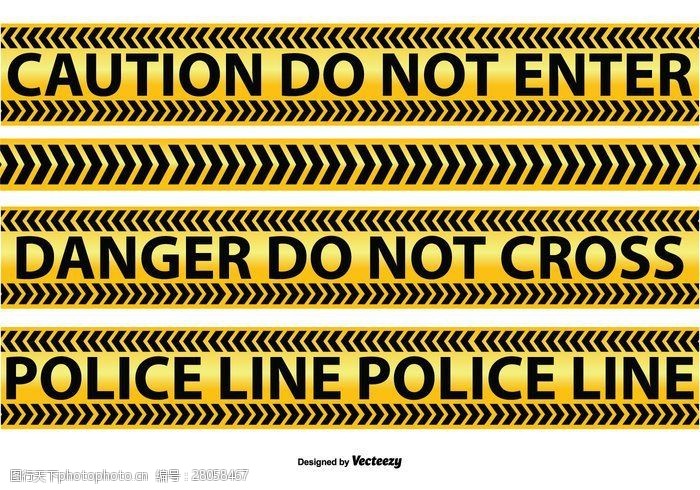 黑色警戒线警方和警告线向量