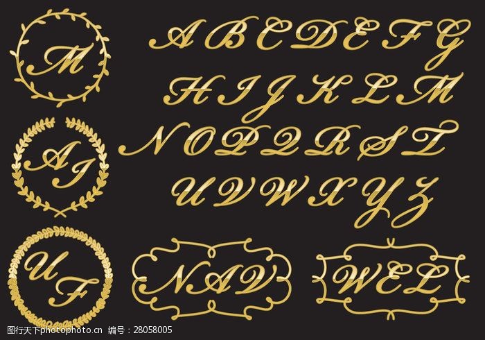 金色字体金色的字母