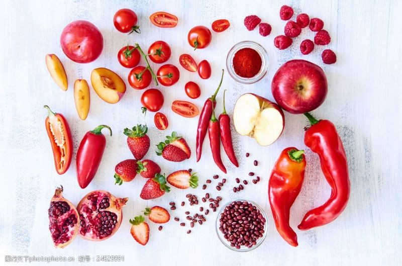 切片红色的水果蔬菜图片