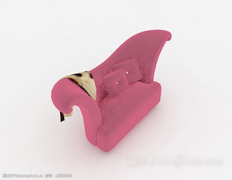 复古家具粉色个性沙发3d模型下载