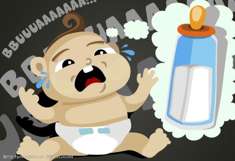 卡通婴儿素材想要喝奶的婴儿