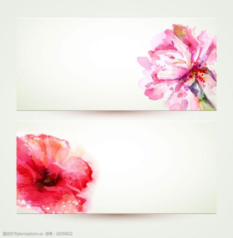 花纹花卉横幅水彩花朵名片