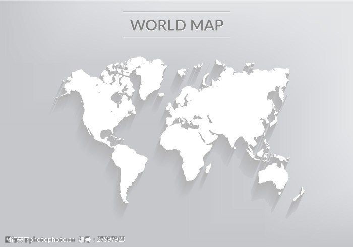 带有阴影的自由矢量世界地图
