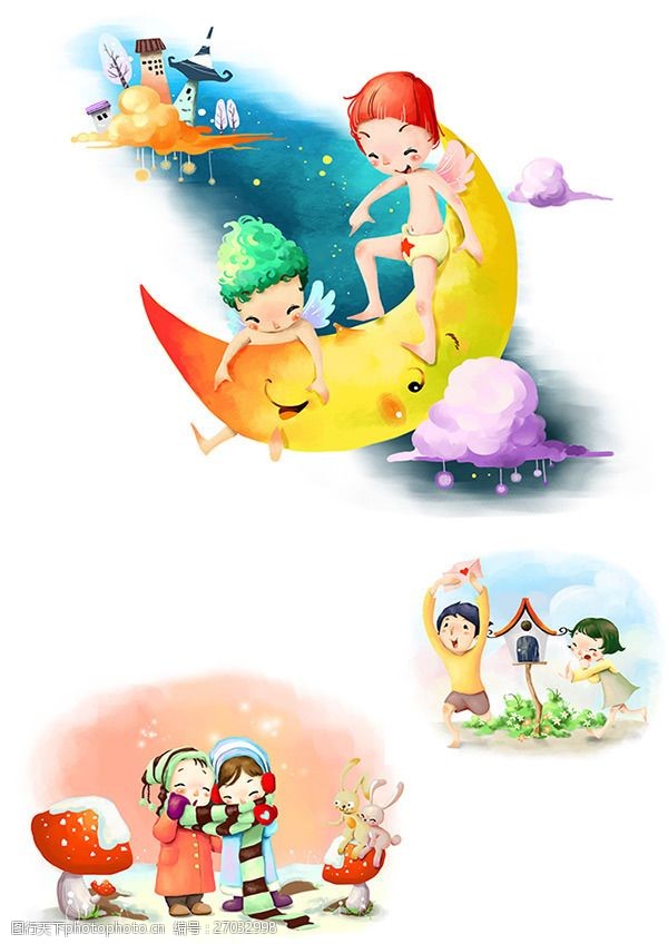 儿童模板免费下载卡通韩式田园插画