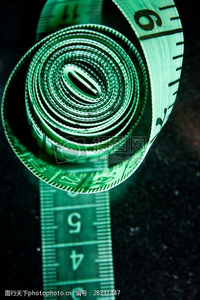 胶卷绿色的测量卷尺