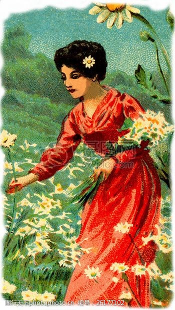 向日葵正在采花的女人