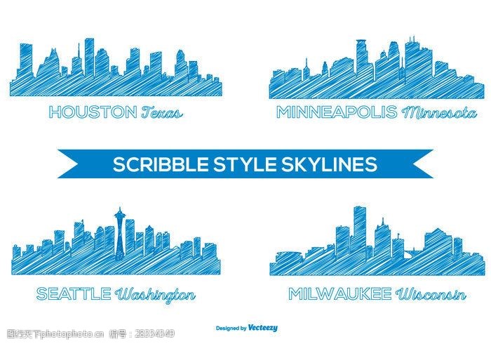 明尼苏达涂鸦风格的城市天际线