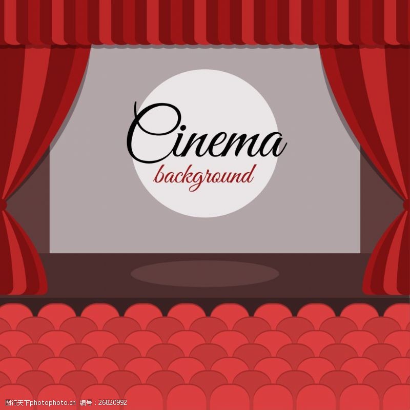 电影院背景与红色座位的窗帘