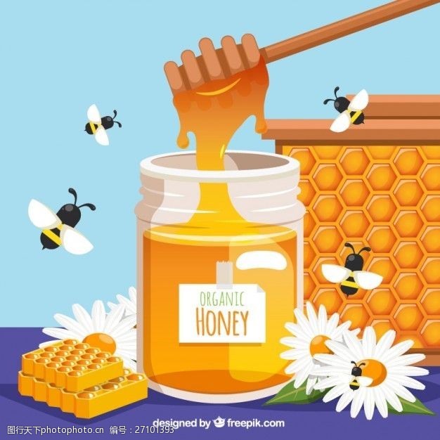 蜜蜂和蜂蜜标签有机蜂蜜和蜜蜂