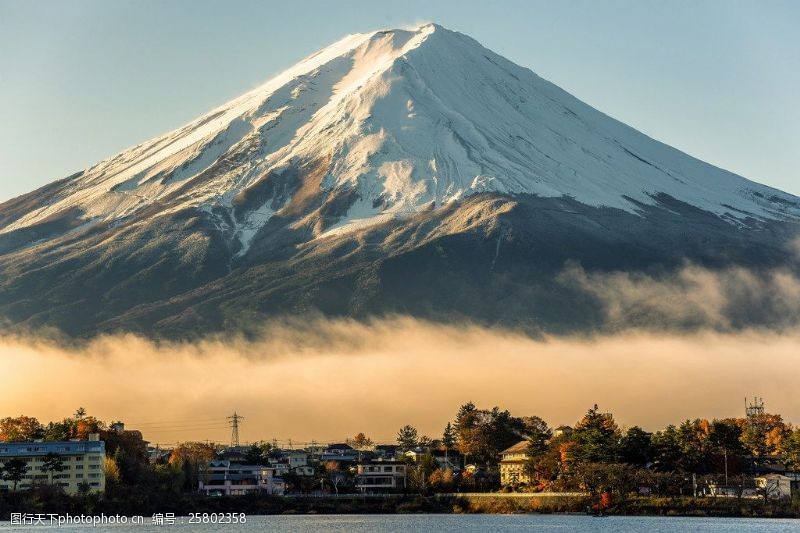 山火日本富士山风景图片