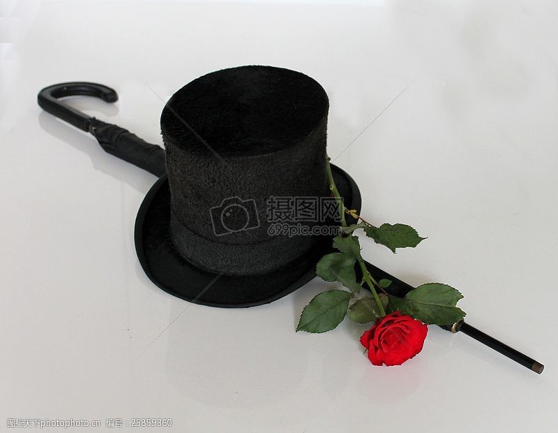 黑帽子黑色的小礼帽