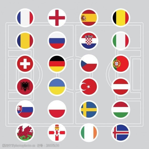 圆形国旗欧洲2016足球旗帜