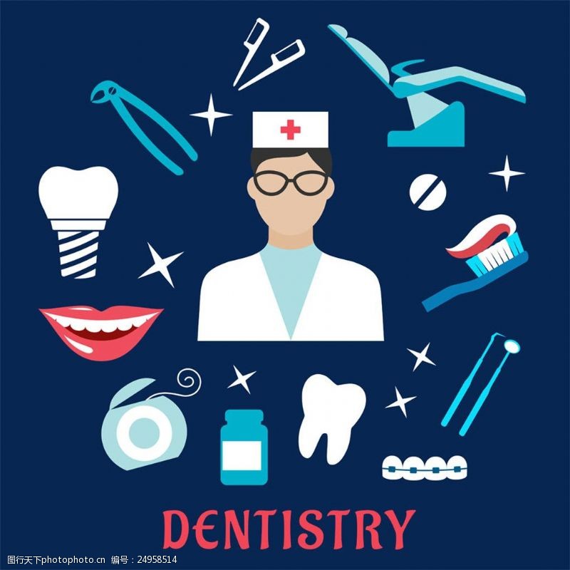 牙医口腔牙医和医疗图标图片