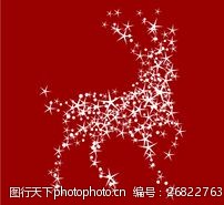 圣诞插画魔幻圣诞驯鹿带星星背景红矢量插画