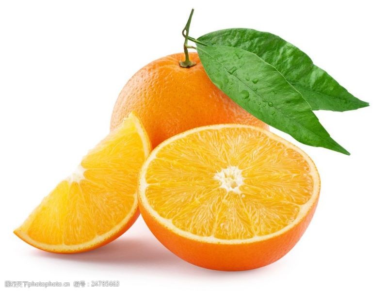 切片切开的橙子特写图片