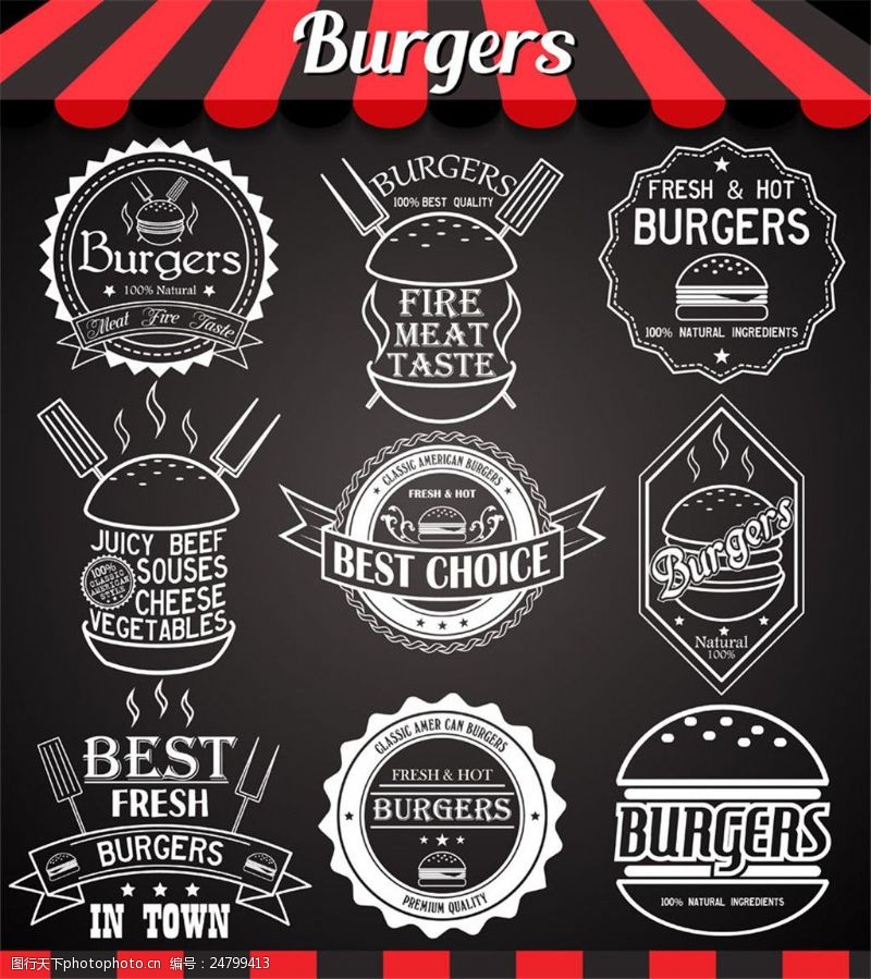 欧式标签汉堡包美食标签图片