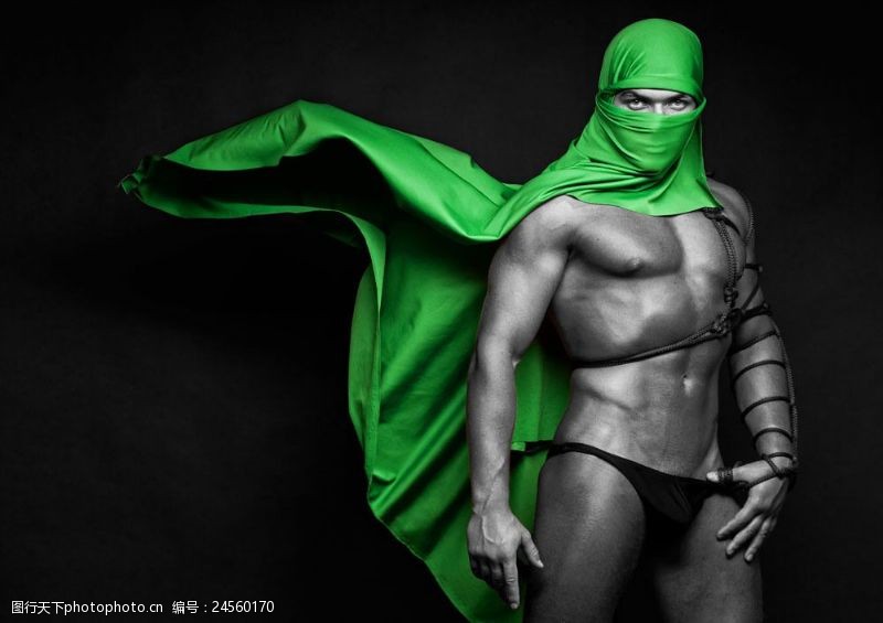 绿色运动肌肉男人图片