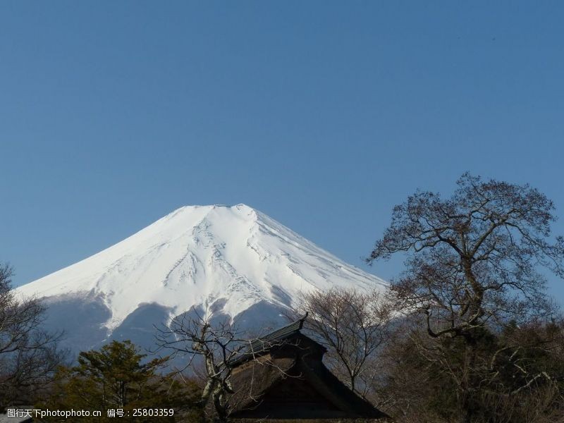 山火美丽的日本富士山风景图片