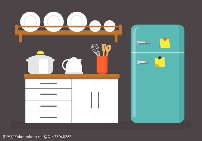 家用电器烤箱插画平面厨房矢量插画