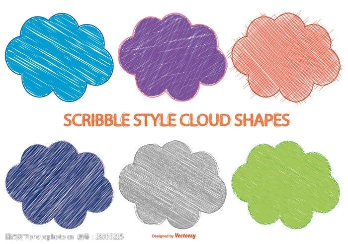 印染效果背景涂鸦风格的云的形状