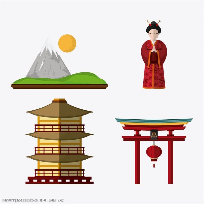 富士山人物和山峰图片