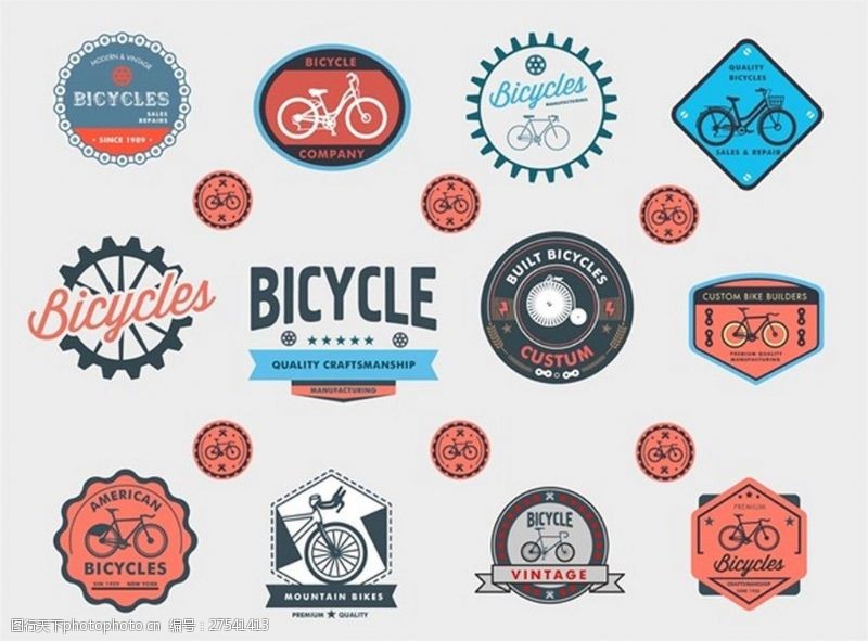 自由行自行车标签和标志设置在复古风格自由向量