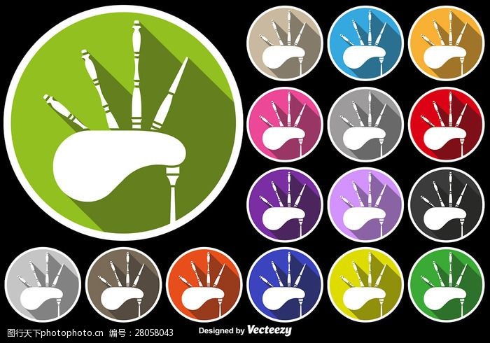 苏格兰文化风笛图标彩色按钮设置