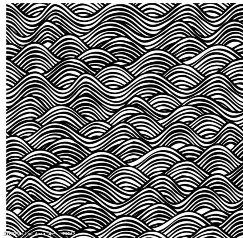 黑白构成曲线面条形状密集底纹