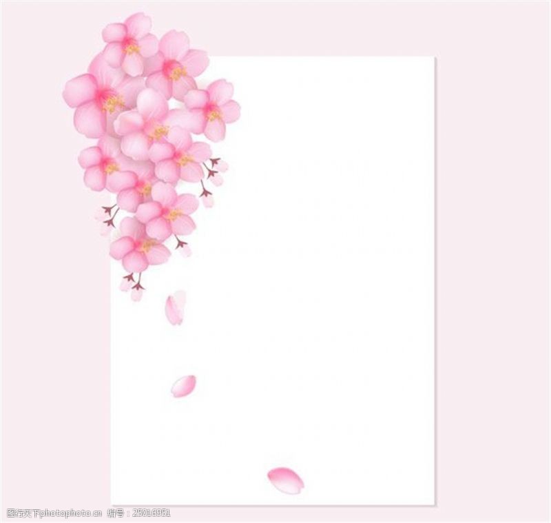 樱花装饰白色纸张模板