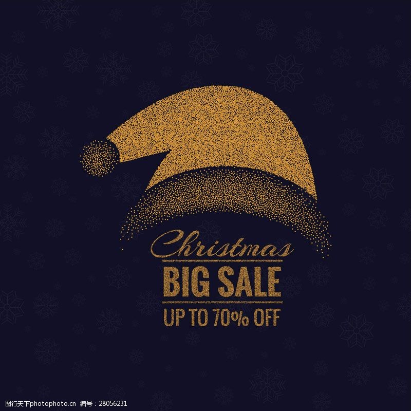 金色字体金色圣诞帽促销海报矢量素材