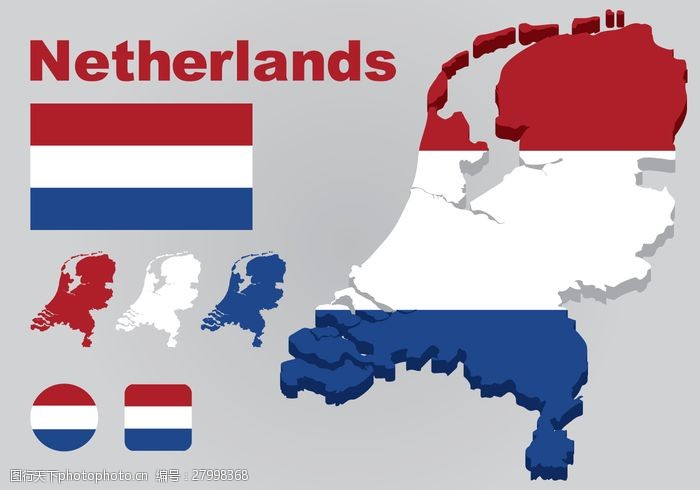 欧洲国家的地图荷兰地图矢量
