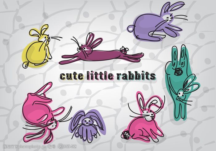 美式卡通免费的可爱的小兔子矢量背景